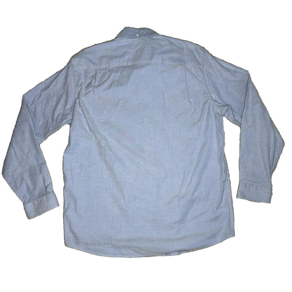 Lot of 2 LL Bean Mens L Tall Traditional Fit Blue Red Chambray Button Down Shirt - Picture 7 of 9